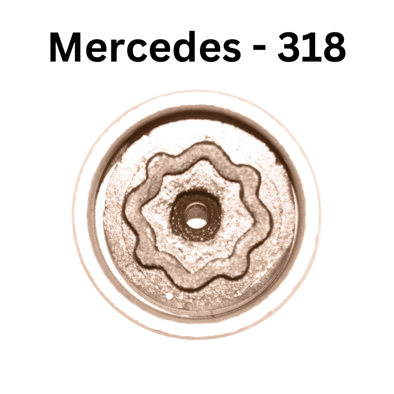 Replacement Mercedes Benz 318 locking wheel nut key for lost or damaged key A C E Class